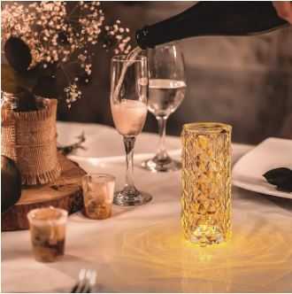 Crystal Diamond Table Lamp, Color Changing Touch Lamp USB Romantic Rose Diamond Table Lamps, Remote Touch Creative Lights for Bedroom Living Room Party Dinner Décor Crystal Lamp Diamond Lamp Night Light Lamp RGB Touch Table Lamp